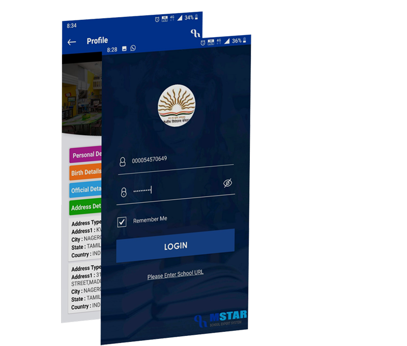 3D view of M-Star school management software on a mobile 